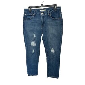 Boyfriend Distressed Cropped Jeans Womens Levis 505 Size 10‎ (30) Medium Wash